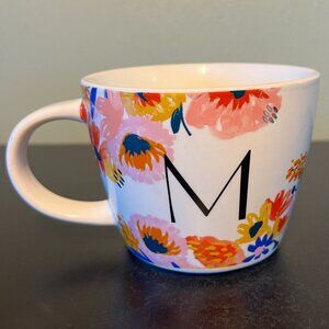 OPALHOUSE Floral Letter M Initial Monogram Wide-Mouth Ceramic Mug